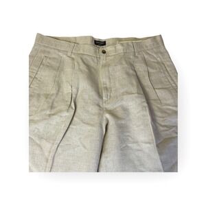 DOCKERS Khakis Mens Pleated Linen Blend Casual Pants Tan Size‎ 38x31